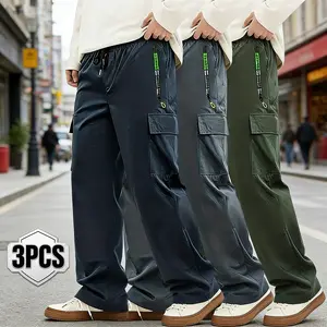 Men's new autumn drawstring elastic waist workwear casual multi-pocket training daily outdoor sports wear-resistant loose fashion comfortable pants