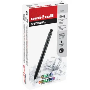 Uni-Ball UBC70359 0.7 mm Spectrum Gel Pen, Black - Pack of 12