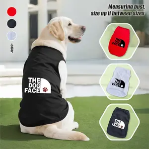 3XL-6XL Summer Sleeveless Dog Tank Top - "THE DOG FACE" Puppy Paw Print, Simple Pullover Design, Sun Protection Cooling Vest for Golden Retrievers Labradors Alaskan Malamutes & Other Large/Medium Dogs (Black White Red)