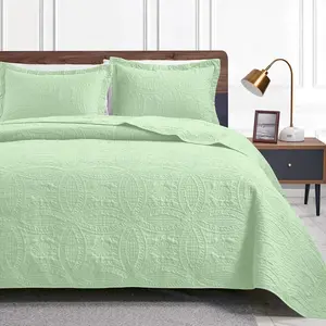 Queen Size 3-Piece Modern Solid Color Ultrasonic Bedding Set - Coin Pattern Stitch-Free Coverlet, Lightweight All-Season Bedspread, Machine Washable Bedding Decor, Queen Bedding Sets