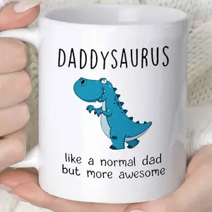 1pc Novelty Daddysaurus Dinosaur Mug | 11OZ360ML Ceramic Coffee and Juice Cup, Fun Gift, Machine Washable, Reusable, Beverage Mug