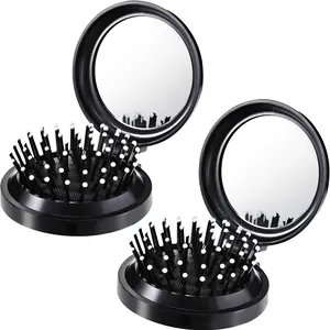 Valentine's Day Gift Round Portable Pocket Hair Brush, Mini Comb, Compact Travel Size Massage Comb for Men and Women