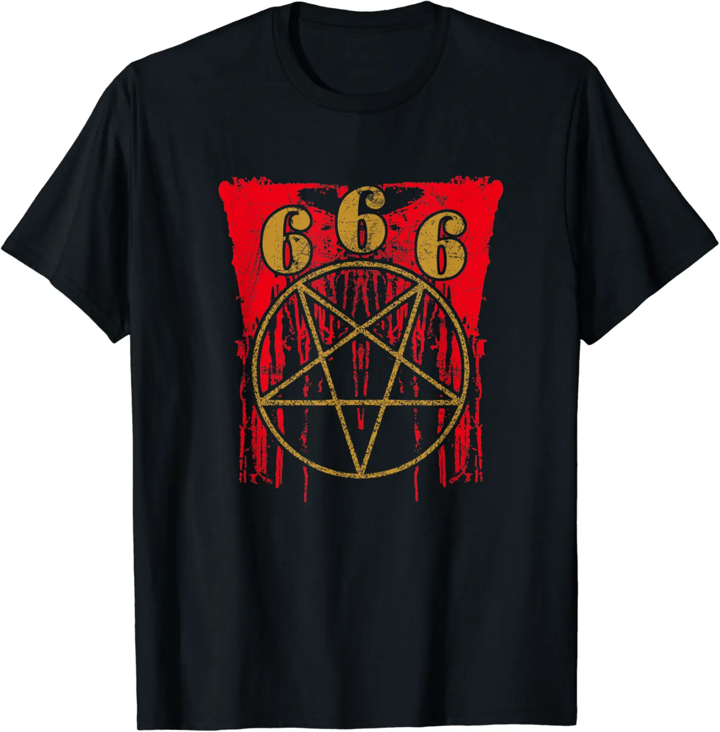 666 and pentagram on color patches | Satanic Devil Baal T-Shirt - Cordariu Shop 26B08J66XXNJ
