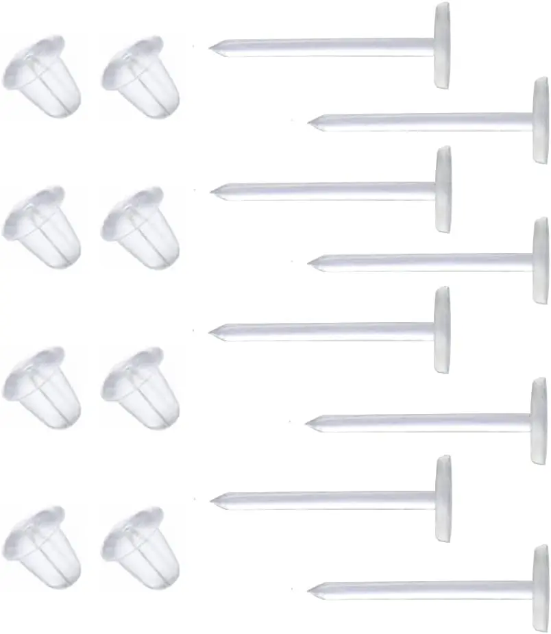 Clear Earrings for Work,300 Pairs Clear Stud Earrings and Earring Backs