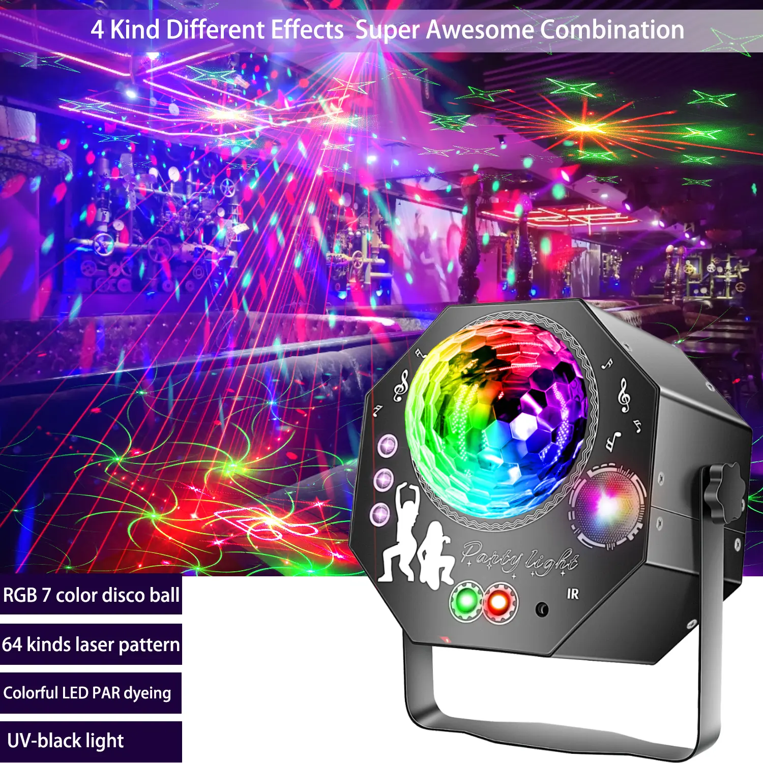 DJ Disco Laser Projector, Suitable For Club Dancing And Karaoke. It Has Stage Laser And Strobe Light Effects And Is Powered By USB. Applicable For Event Lighting During Easter, Mother'S Day, Shopping Carnival, Father'S Day, And Independence Day