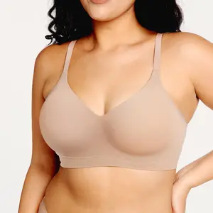 BodyTips Wirefree Seamless Bra 3D Molded Cup Support Fit Design Smooth Finish Thick Back Closure No Show Underwear Invisible Look Lightweight Feel Flexible Structure Everyday Essential For Office Lounge Casual Style Light Workout Yoga Activity Daily Use