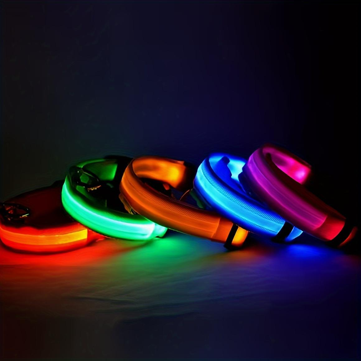 Collar (Glow) - Nylon LED Night Safety Flashing Glow In The Dark Dog Leash Dogs Luminous Fluorescent Pet Dog Collar reflective night safety cat collar Rechargeable