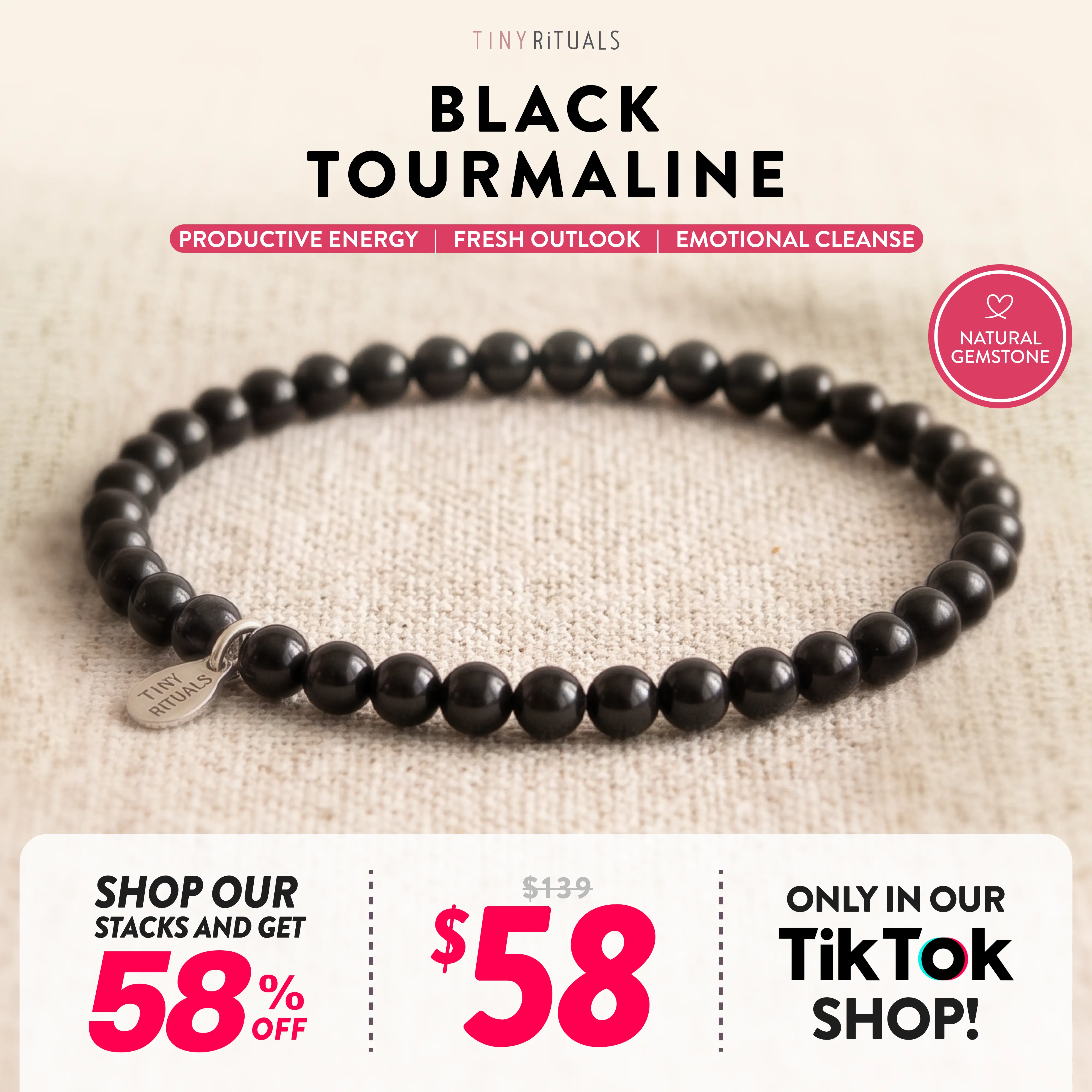 TINY RiTUALS Black Tourmaline Energy Bracelet