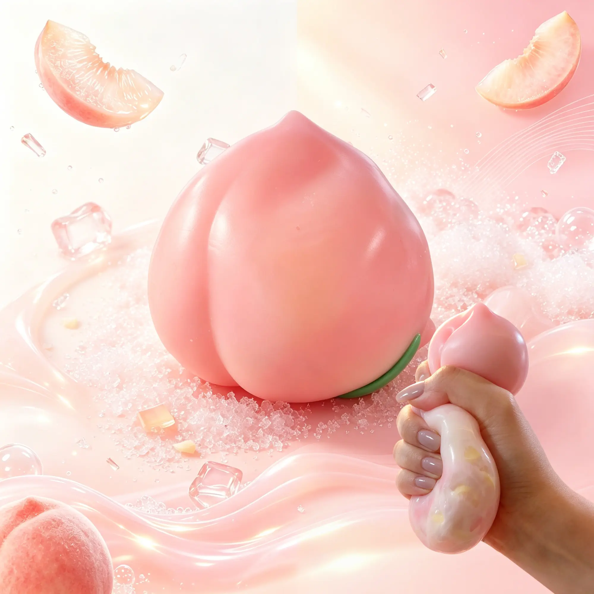 [Crunch Peach Squish] Handmade ASMR Crisp Peach Squeeze Toy DIY Fruit Squishies Stress Ball