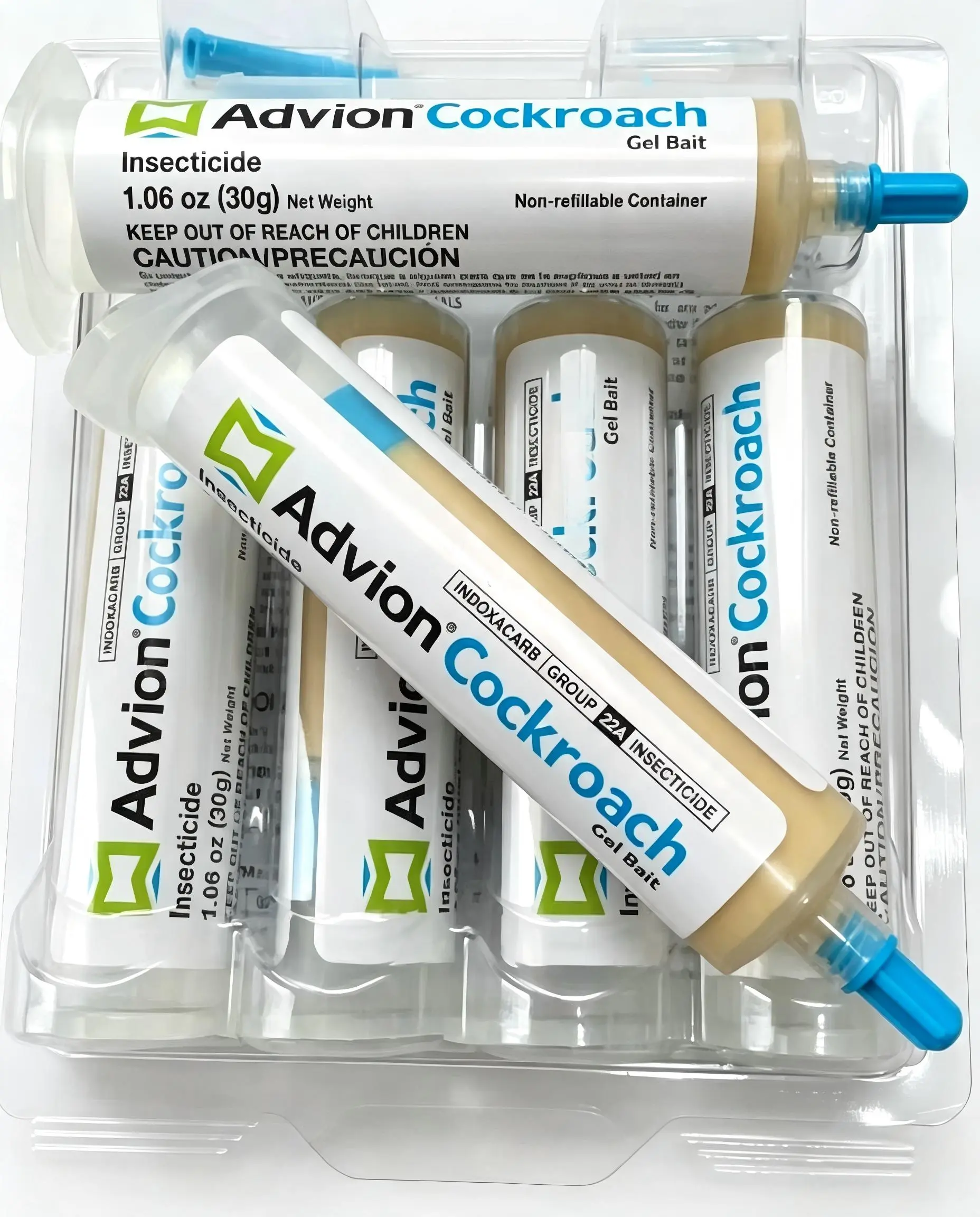 Advion Cockroach Gel Bait, 4 Tubes x 30-Grams, 4 Plunger and 4 Tips, German Roach Insect Pest Control, Indoor and Outdoor Use, Roach Killer Gel for American, German and Other Major Cockroach Species