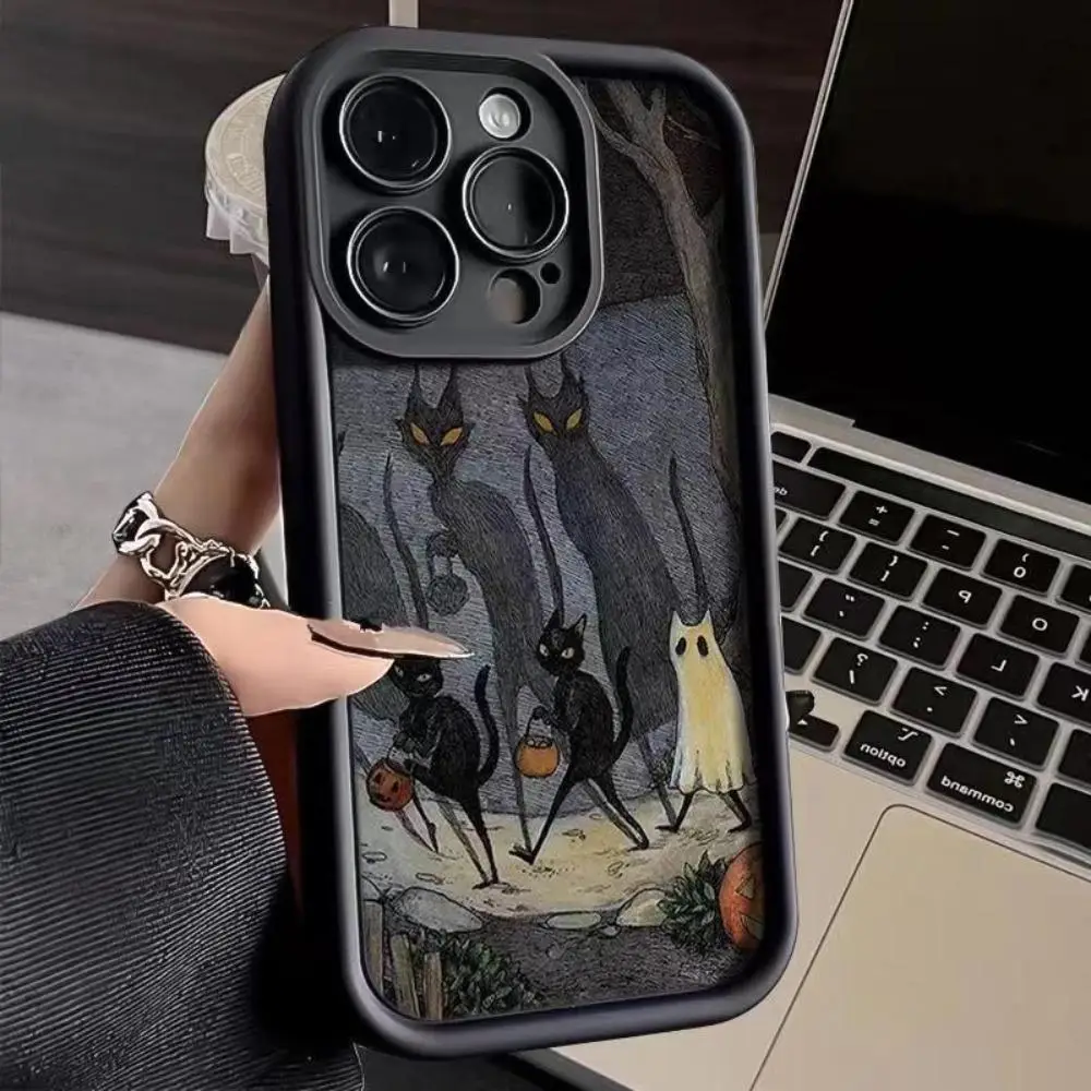 Cartoon Cat Pattern Phone Case, Decorative Phone Protector Cover, Phone Accessory Compatible With iPhone 11 12 13 14 15 Plus Pro Max