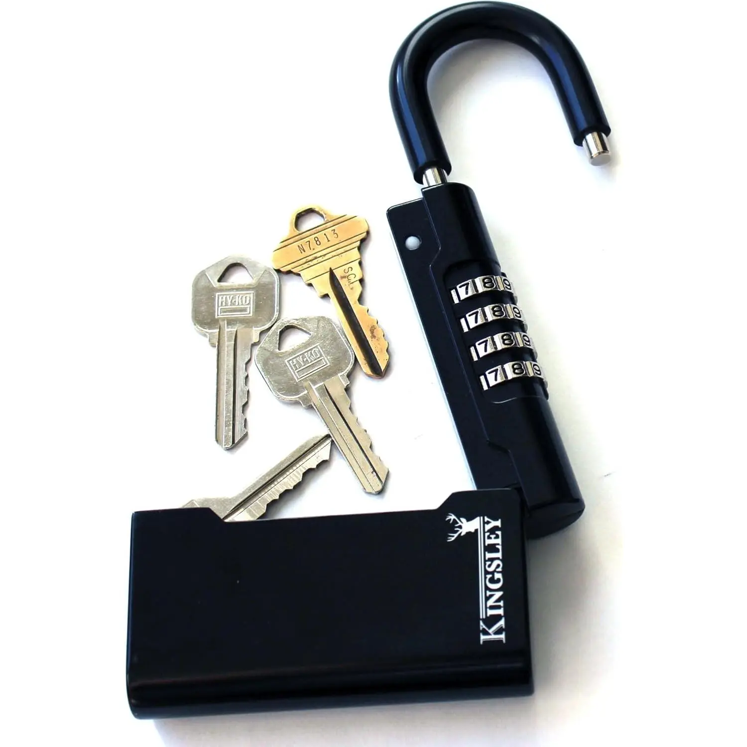 Guard-a-Key Portable Resettable Hanging Combination Lock Box, Black - for Home Access, Realtors, Vacation Rentals, Key Safe