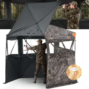 6-7 Person Portable Hunting Blind For Ground Use, Deer And Duck Blind With Carrying Bag, Weather Resistant, Fully Enclosed Shelter, Easy Setup, Durable Fabric, Lightweight Frame, Ideal For Waterfowl, Big Game, And Field Hunting
