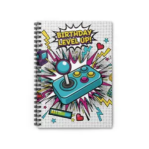 Birthday Level Up! Arcade Joystick Spiral Notebook | Ruled Journal