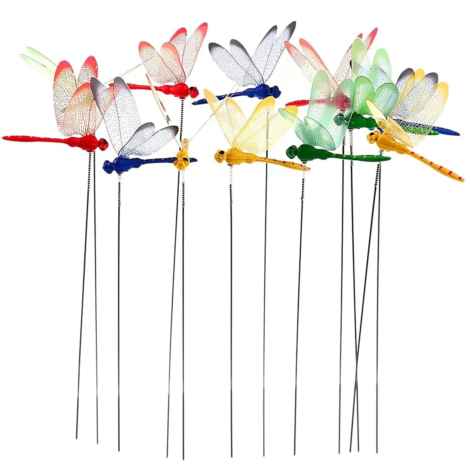 Three-Dimensional Plastic Synthetic Artificial Dragonfly Stem Indoor Outdoor Decorative Butterfly Flower Pot, Decorative Stems, Ideal for Floral Arrangements & Grassland Displays