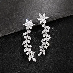 Full Diamond Flower Leaf Ear Cuff Earring - Quiet Luxury Trendy It Girl Daily Glam Euro-American Style Women’s Viral Jewelry