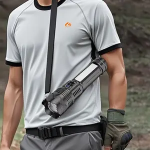 A super bright, high-power LED flashlight, beam distance of 800 meters, 6000mAh, USB charge, and emergency lighting. for outdoor adventures, campe, and hiking.  A perfect gift, New Year's gift, or an outdoor essential. High Lumen Flashlight