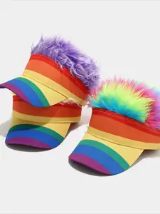 Hot New Products Holiday Activities Party Party Funny Cartoon Hat World Cup Ball Cap Colorful Striped Fake Baseball Cap Party Event Props