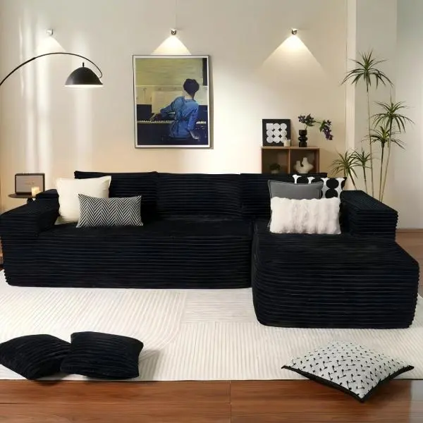 【2 Packages Shipping】NordFun 106" Modern Living Room Couch, Modular Sectional Sofa Corduroy Fabric with Deep Seat Large Space, No Assembly Required