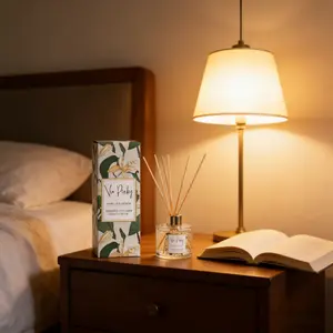 Home fragrance reed diffuser, home perfume, essential oil diffuser, Aromatherapy scent diffuser, perfect for bedrooms, living rooms, bathrooms, etc., delightful fragrance, uplifting mood, 100ml, VANILLA BLOSSOM by Via Pinky