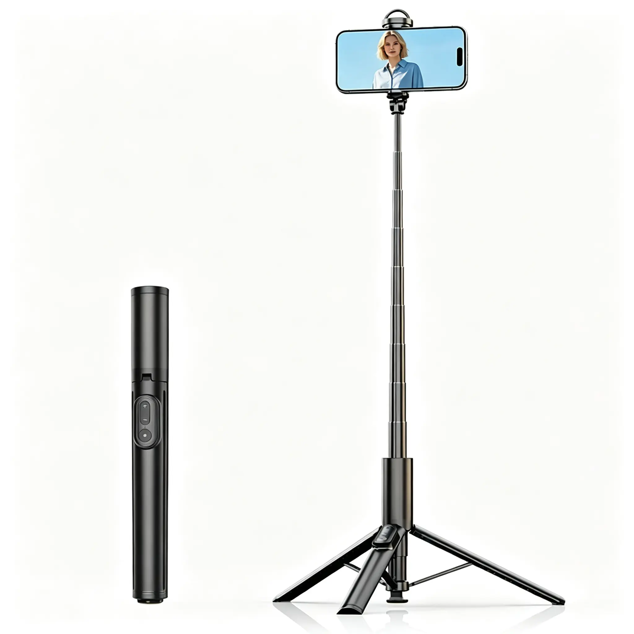 New 68" Automatic Phone Tripod,Auto-Open and Close Selfie Stick Tripod with Remote, Extendable Cell Phone Stand for iPhone & Android,Lightweight Selfie Stick for Creators,Vloggers,