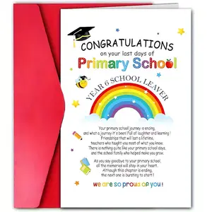 1/3/7pcs  Heartwarming Primary School Leaver Greeting Card, Congratulations on Your Last Day of Primary School, Colorful Rainbow & Graduation Design, Perfect Farewell Gift for Kids, Students, Grandchildren, Proud of Your Achievements, Blank Inside