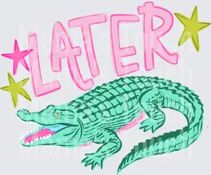 Later Alligator Pink and Green Retro Design