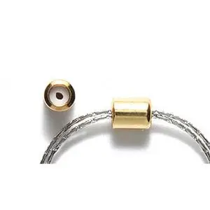 BR2002-G: Stopper/clasp 4x5mm Gold Fits 2 Strand .7mm