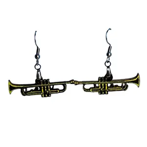 Handmade Trumpet Earrings Music Instrument Dangle Earrings Lightweight Gift