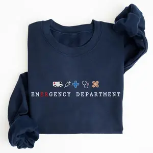 [Made In USA] Emergency Department T-Shirt / Sweatshirt, ER Nurse Graphic Top, Emergency Room Tech Shirt, ED Emergency Medicine Crewneck, Casual Streetwear Pullover, Perfect Nurse Gift