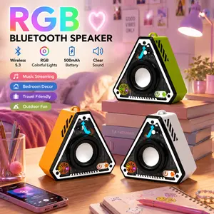 Stylish RGB Bluetooth Speaker with LED Lights, Portable Wireless Audio Speaker for Music Streaming, Travel, Desk Setup & Outdoor Use