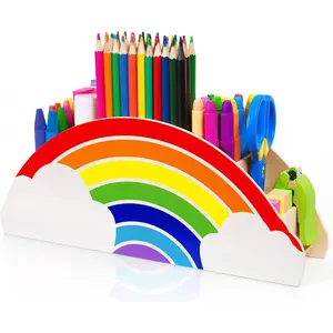 Rainbow Wooden Desk Organizer   No Smell Childfriendly Cute Pen Pencil Holder  for Office Supplies Classroom for Art  Makeup Brush Storage for  Present