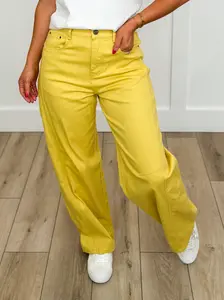 The Best Day High-Rise Cotton Blend Yellow Avery Mae Barrel Jeans The Best Day High-Rise Cotton Blend Yellow Avery Mae Barrel Jeans