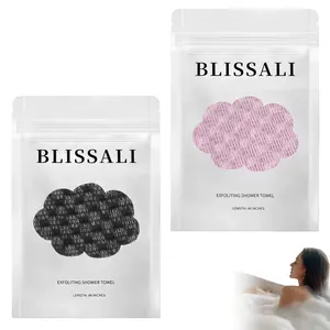 48" Blissal Exfoliating Shower Towel,Premium Scrub Wash Cloth for Body Face,2-in-1 Exfoliating Towel for Smooth Skin,Blissal Shower Towels-Body Scrubber with 2 Sides for All Skin Types