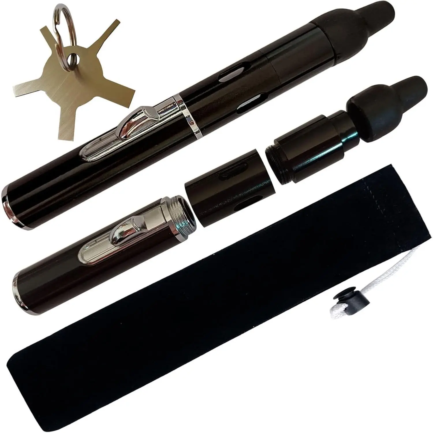 2-Piece Refillable Butane Jet Lighters, Long Pen Size Butane Fuel Lighters for Grill, Camping, Black (Gas Not Included), Two Piece Sets