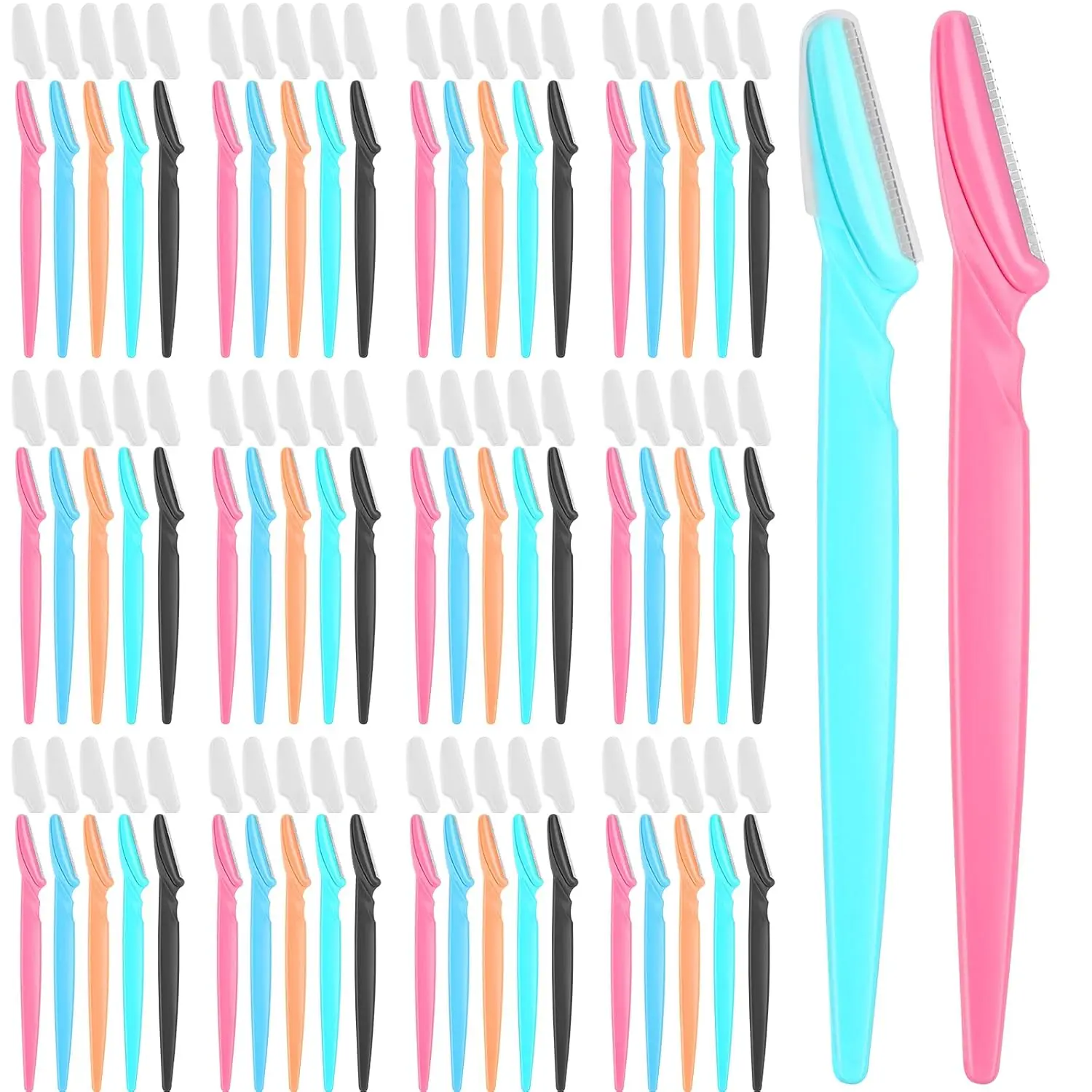 Eyebrow Razors with Protective Covers, 100-Piece Dermaplaning Tool for Peach Fuzz Removal, Precision Blade Razors for a Flawless Finish & Clean Shave