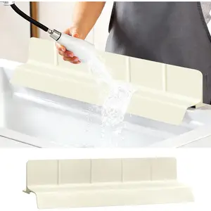 23Inch Sink Splash Guard - Extended Length & Tall  Kitchen Sink Splash Guard with Overhang Drainage Design, High Splash Wall &  Suction Cups for Countertop (White, 23''x3.5'')