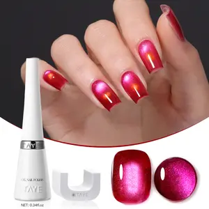 TAYE Cat Eye Gel Nail Polish Glitter Magnetic Effect 3D Shiny Super Glossy 10g UV LED Cure No Wipe Long Lasting Salon Quality Send Magnets Gel Nails Polish for DIY Lovers Party Holiday Nails  Brush Manicure