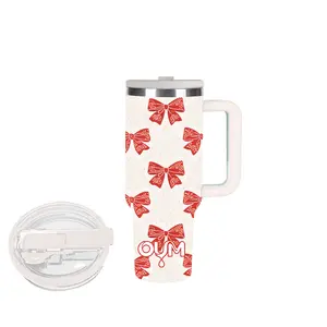 OUM Vivid Red Butterfly Commuter Tumbler - 40oz Large Capacity Stainless Steel Water Bottle Insulated Travel Mug for car&park tiktokshopspringglowup,summervibes
