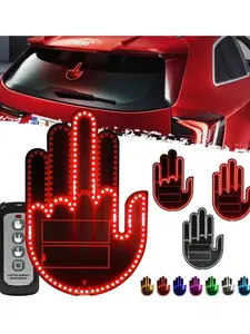 1PC LED Gesture Light, Fun Car Decor with USB Interface & Remote Control - Adhesive Backing, 3 Modes