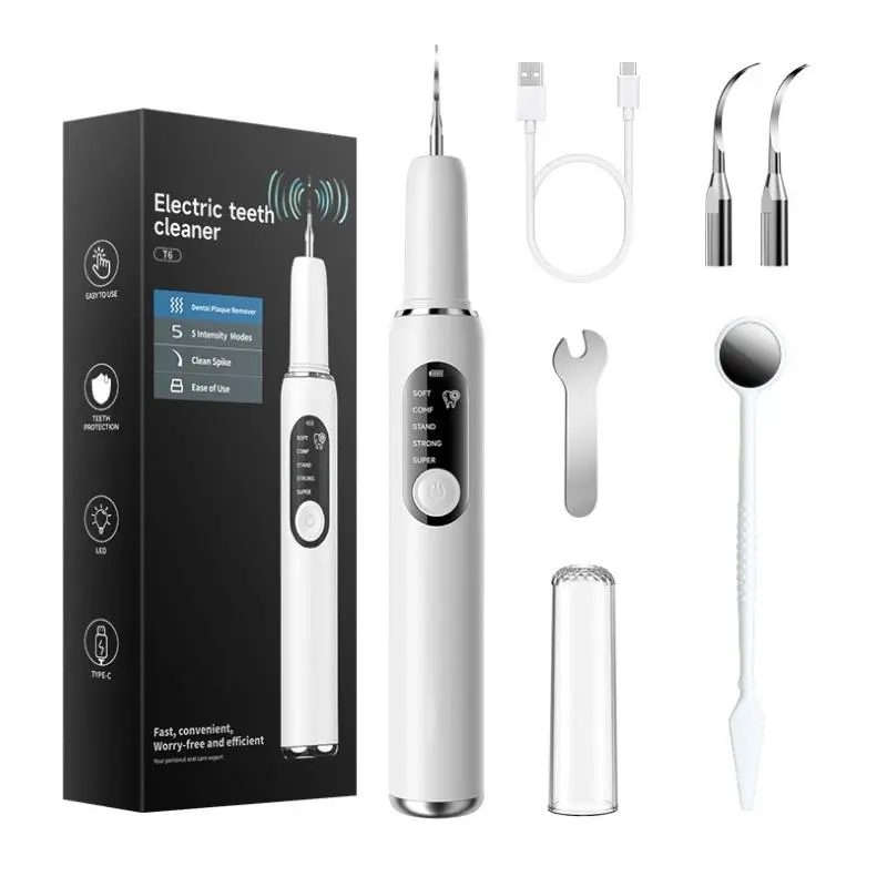 CURVY MOON Plaque/Tartar Remover for Teeth,Dental Calculus 5 Mode and 2 Heads USB C UV Light Smart Power Off| Ipx6 Waterproof Remover 90 Day Battery & 3 Hour Charge Teeth Cleaning Kit with LED Light & Adjustable For Home Travel Electric Fast summerwins