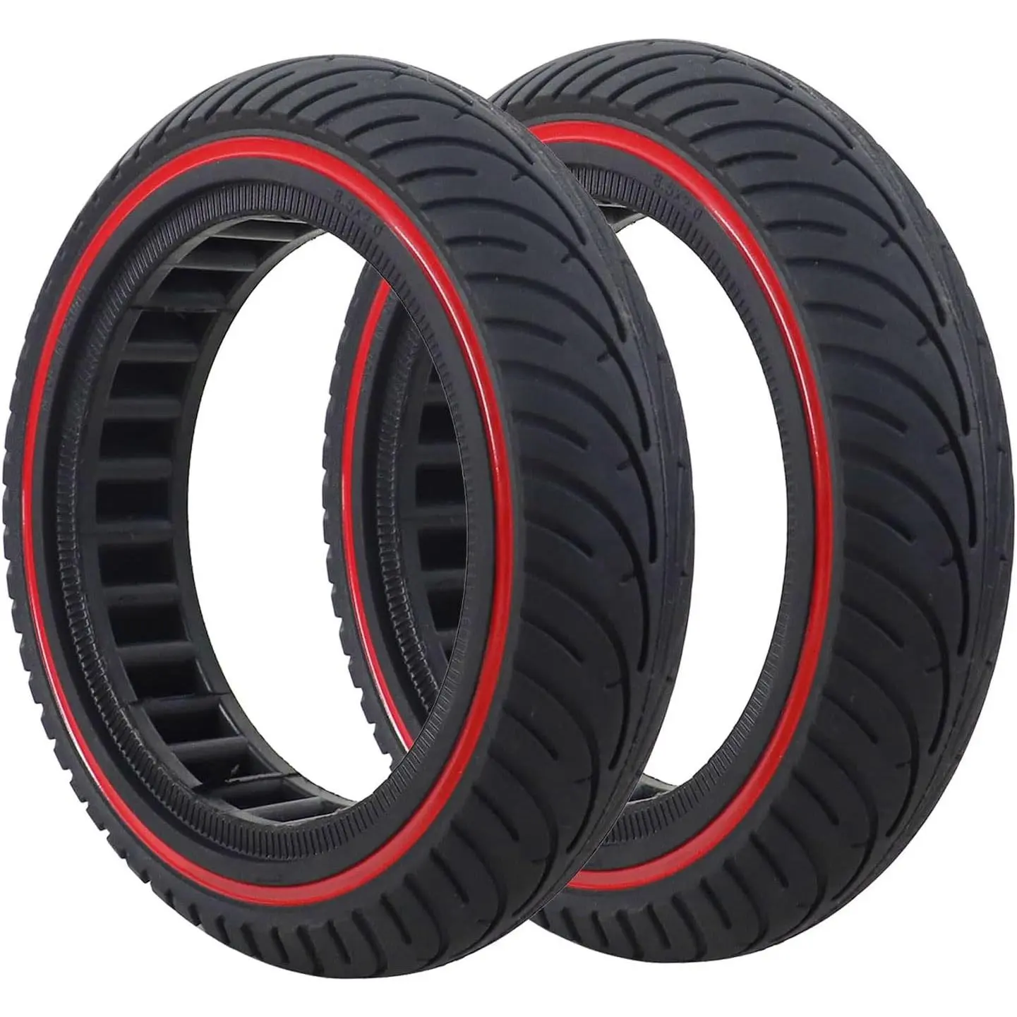 8.5x2 Solid Butyl Rubber Scooter Tire - Red, Antislip Tread, Puncture-Proof Replacement with Better Heat Dissipation, Easy Installation for Xiaomi M365 Pro, Gotrax GXL V2
