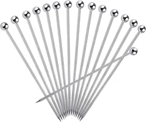 Cocktail Picks for Drinks, Stainless Steel Cocktail Toothpicks, Reusable Cocktail Skewers, Garnish Picks Bloody Mary Skewers, Metal Martini Picks for Olives Appetizers Fruit (4.3 Inch) Utensils