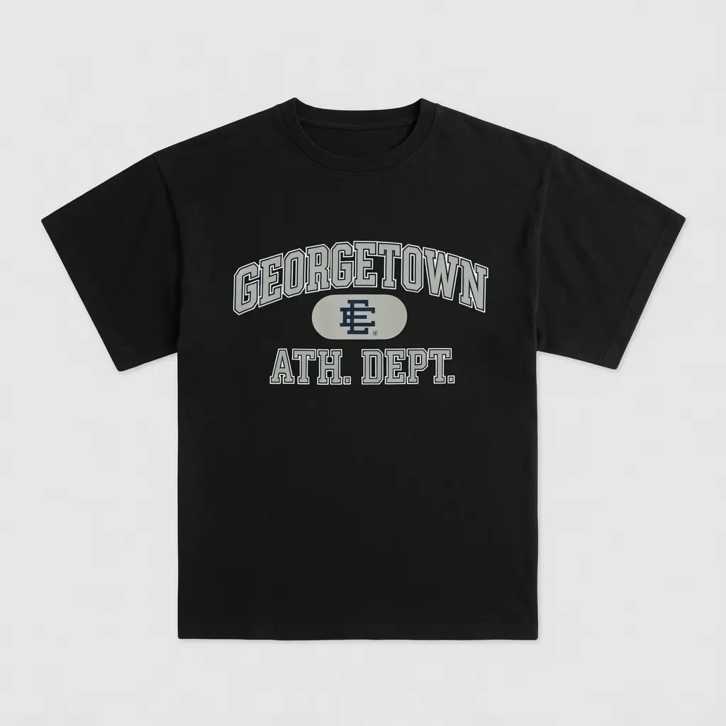 Menswear Round Neck Short-Sleeve Casual Tops - EE Georgetown Athletic Dept Graphic Vintage Unisex College T-Shirt, Shortsleeve