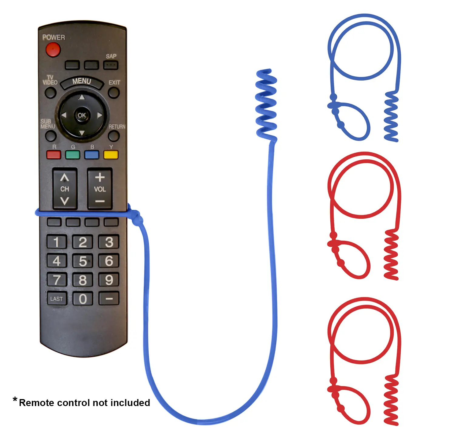 Remote Pigtail 4-Pack: Remote Tether Never lose a remote control again. A low-tech remote finder