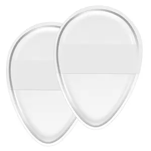 2Pcs Silicone Makeup Sponge Clear Jelly Non-Absorbent Powder Puff for Foundation Concealer Blush, Two Pieces