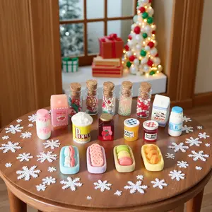 17pcs/set Dollhouse miniature food play Christmas glass bottle candy milk jam accessories DIY decorative small accessories doll house decoration props shooting props