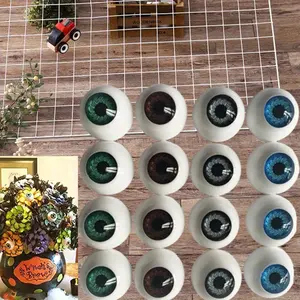 8 Pairs 22mm Realistic Acrylic Eyes, 4-Color Half Round Plastic Eyeballs for Halloween Props, Doll Making & Craft Projects