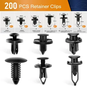 Universal Plastic Fender Clips 200 Pcs Push Bumper Fastener Rivet Clips with 6 Sizes Auto Body Retainer Clips for GM Ford Chrysler and More