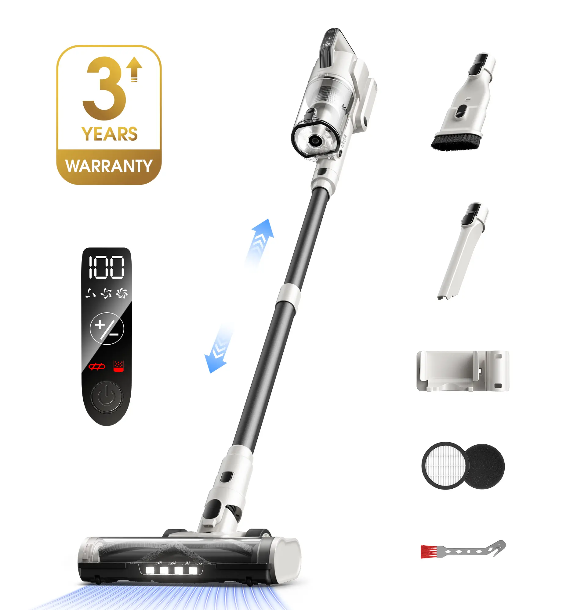 【2026 New Arrivals】Cordless Stick Vacuum Cleaner - 50Kpa 600W Battery-Powered Compact Multi-Filter Handheld Vacuum, 60 Mins Runtime, 2.5H Fast Charging, Self-Standing, LED Light, Touch Screen, Lightweight for Home & Pet Hair Cleaning, Cordless Vacuum